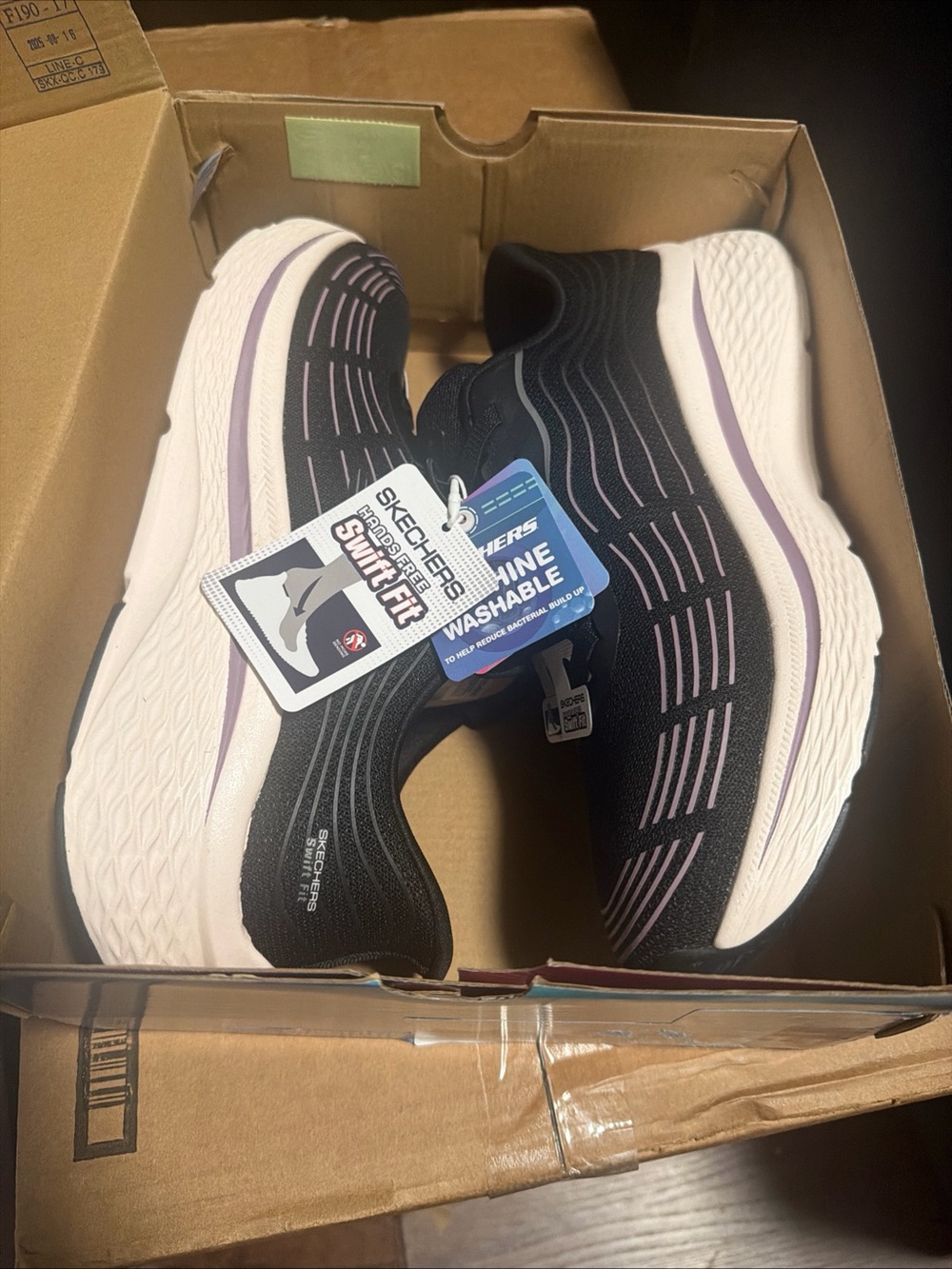 Skechers Women's Swift Fit Sneaker Shoes Black/Purple 179313S Sz 11